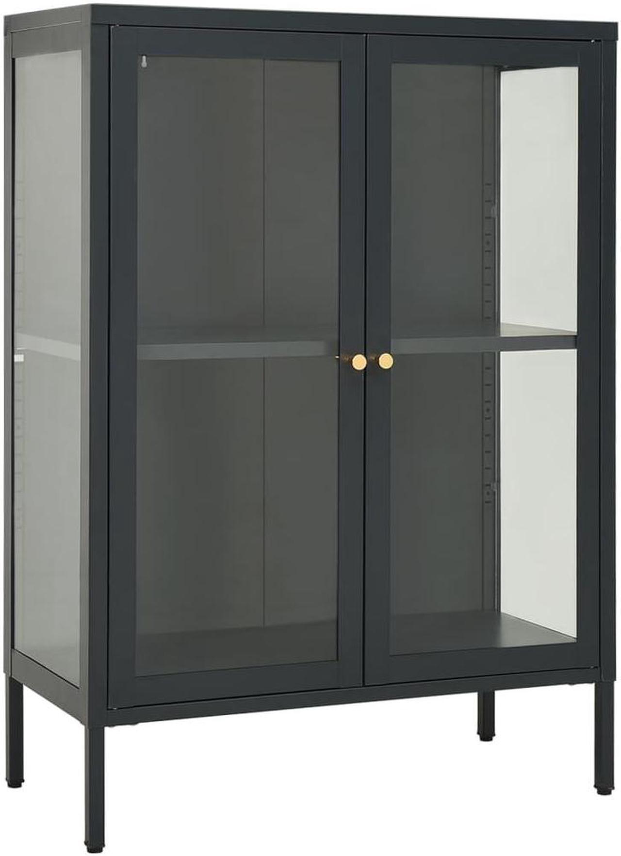 Alt view image 2 of 18 - vidaXL Sideboard Industrial Storage Cabinet with Handle Black Metal and Glass