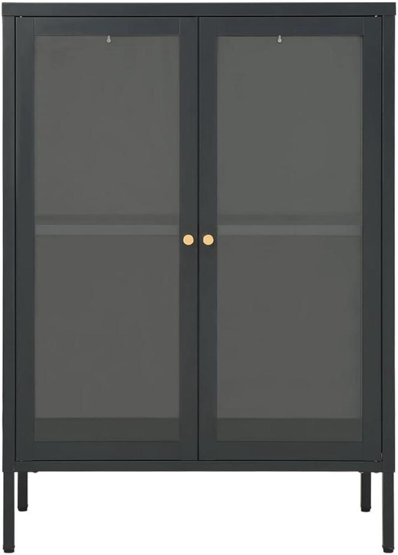 Alt view image 3 of 18 - vidaXL Sideboard Industrial Storage Cabinet with Handle Black Metal and Glass