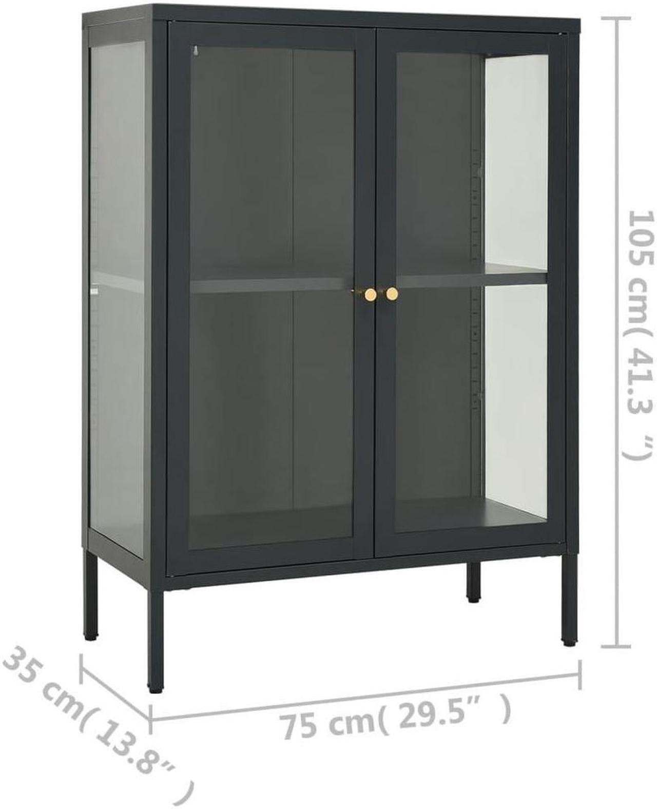 Alt view image 4 of 18 - vidaXL Sideboard Industrial Storage Cabinet with Handle Black Metal and Glass