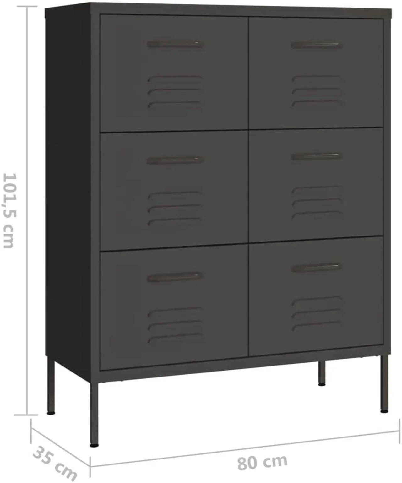 Alt view image 4 of 17 - vidaXL Drawer Cabinet File Cabinet Freestanding Storage Cabinet Black Steel