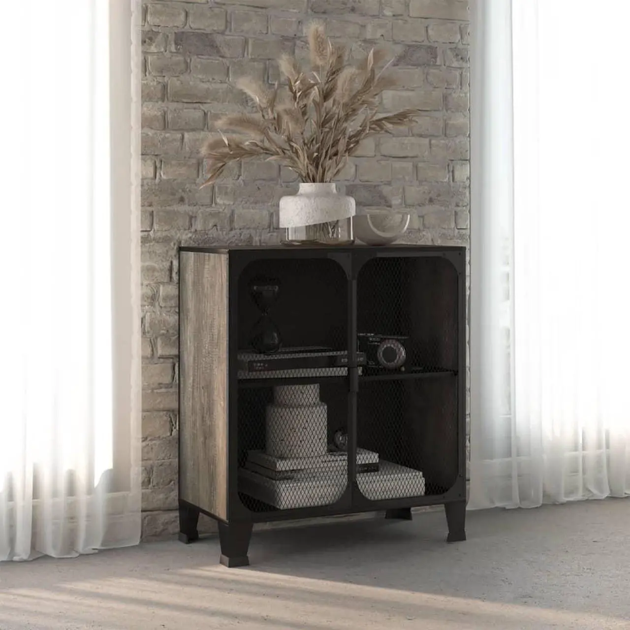 Main image of vidaXL Storage Cabinet File Cabinet Filing Storage Cabinet Gray Metal and MDF