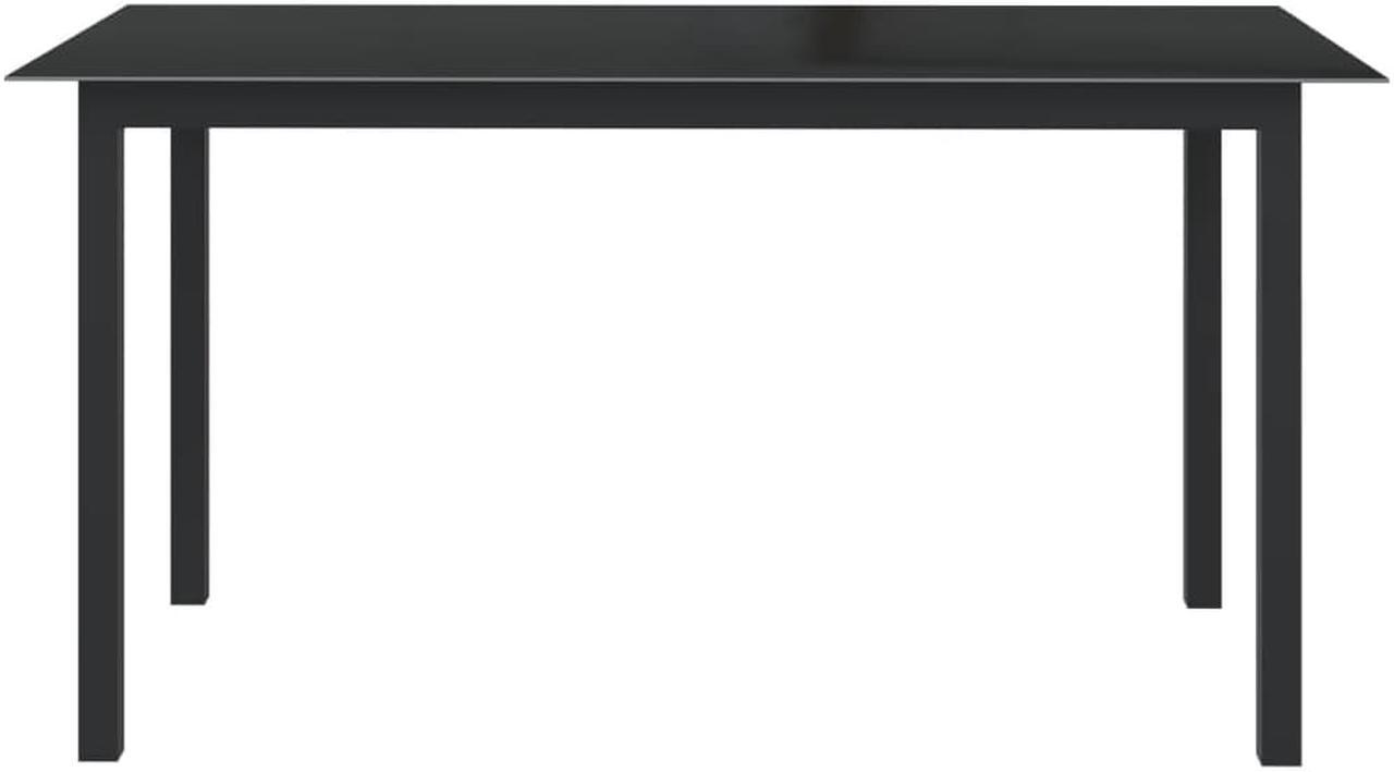 Alt view image 2 of 13 - vidaXL Patio Table Outdoor Dining Table with Glass Top Black Aluminum and Glass