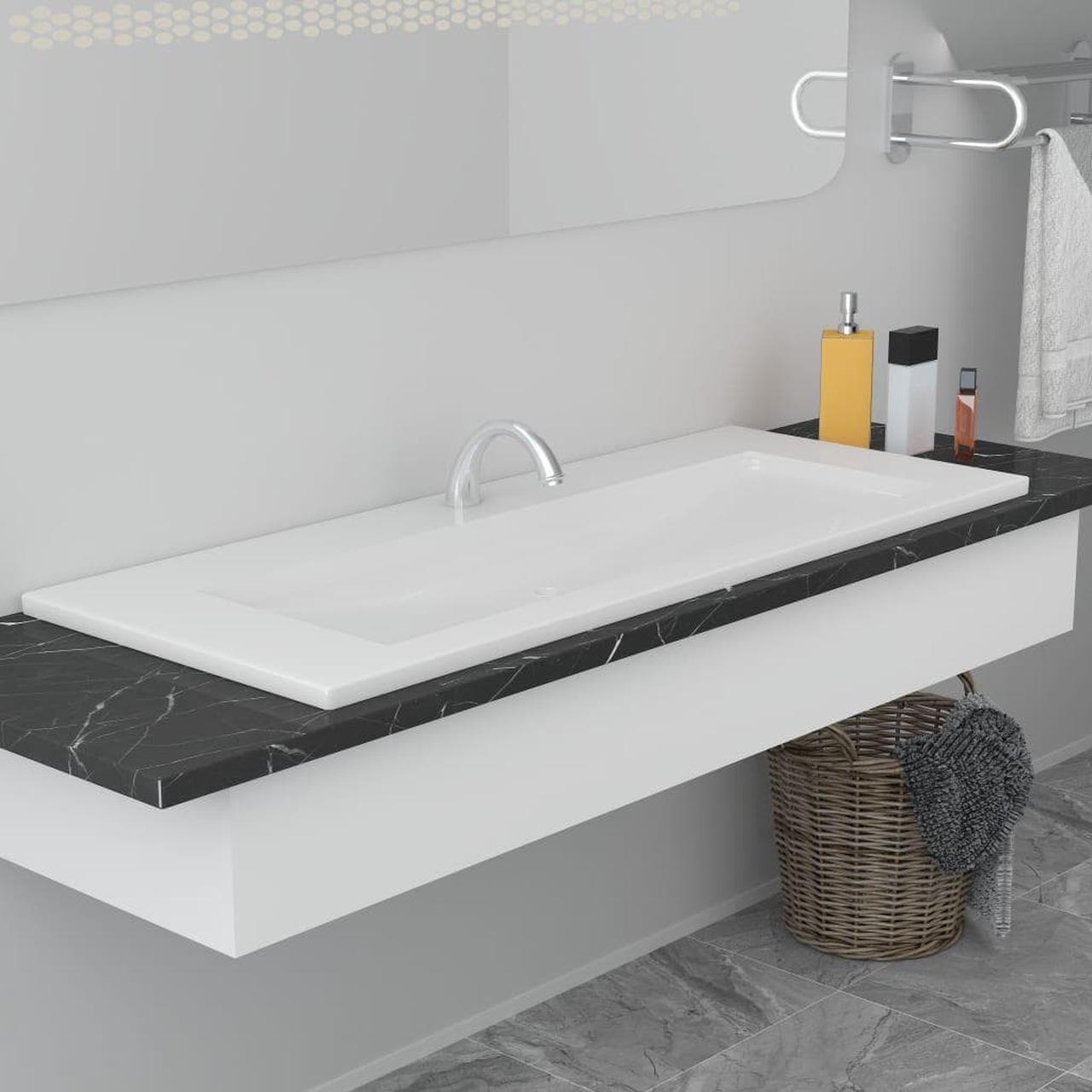 Main image of vidaXL Wash Basin Built-in Basin Vanity Sink Small Basin Bath Sink Ceramic White