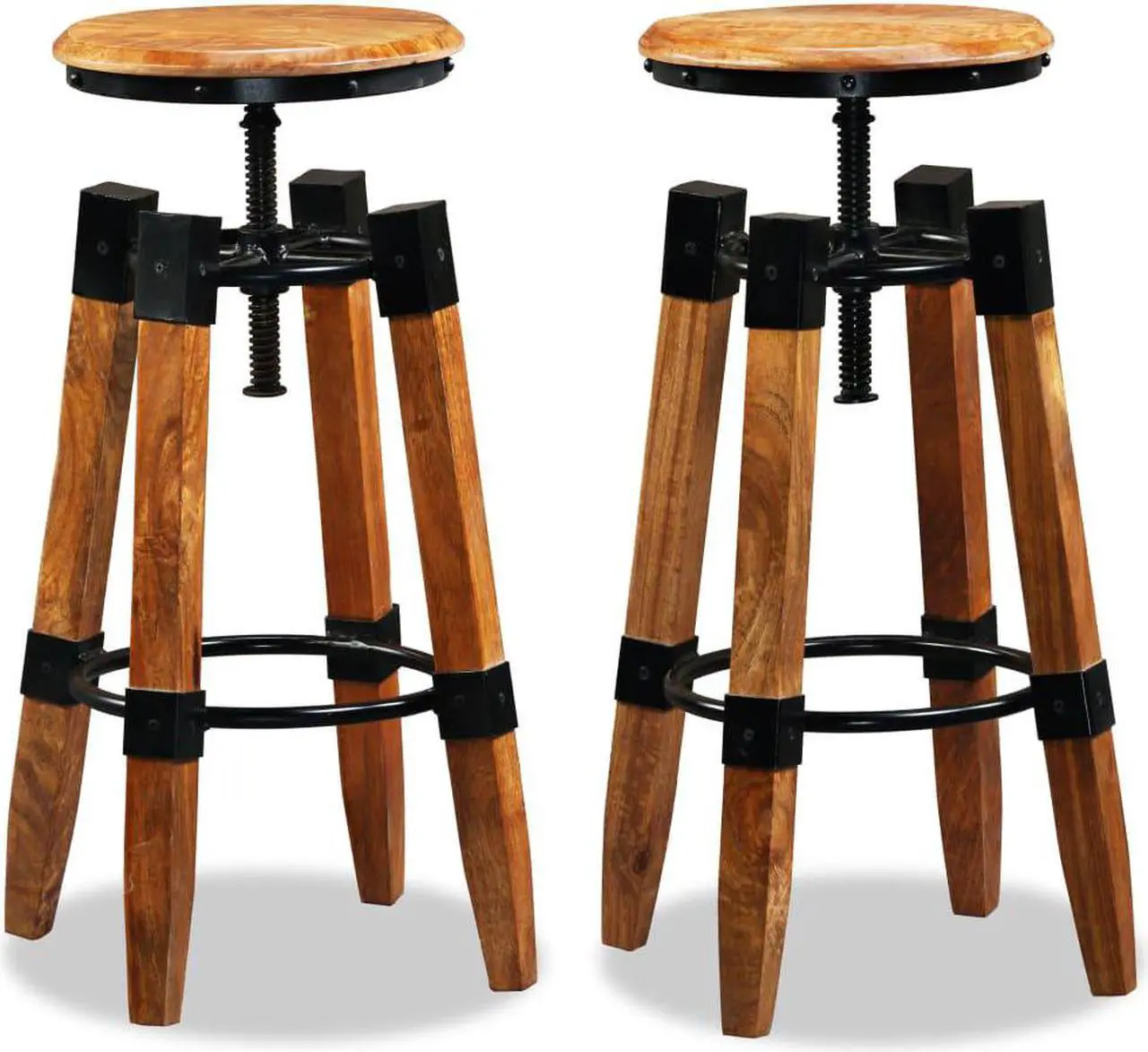 Main image of vidaXL Bar Stools Adjustable Bar Seat Counter Height Stools 2 Pcs Solid Wood