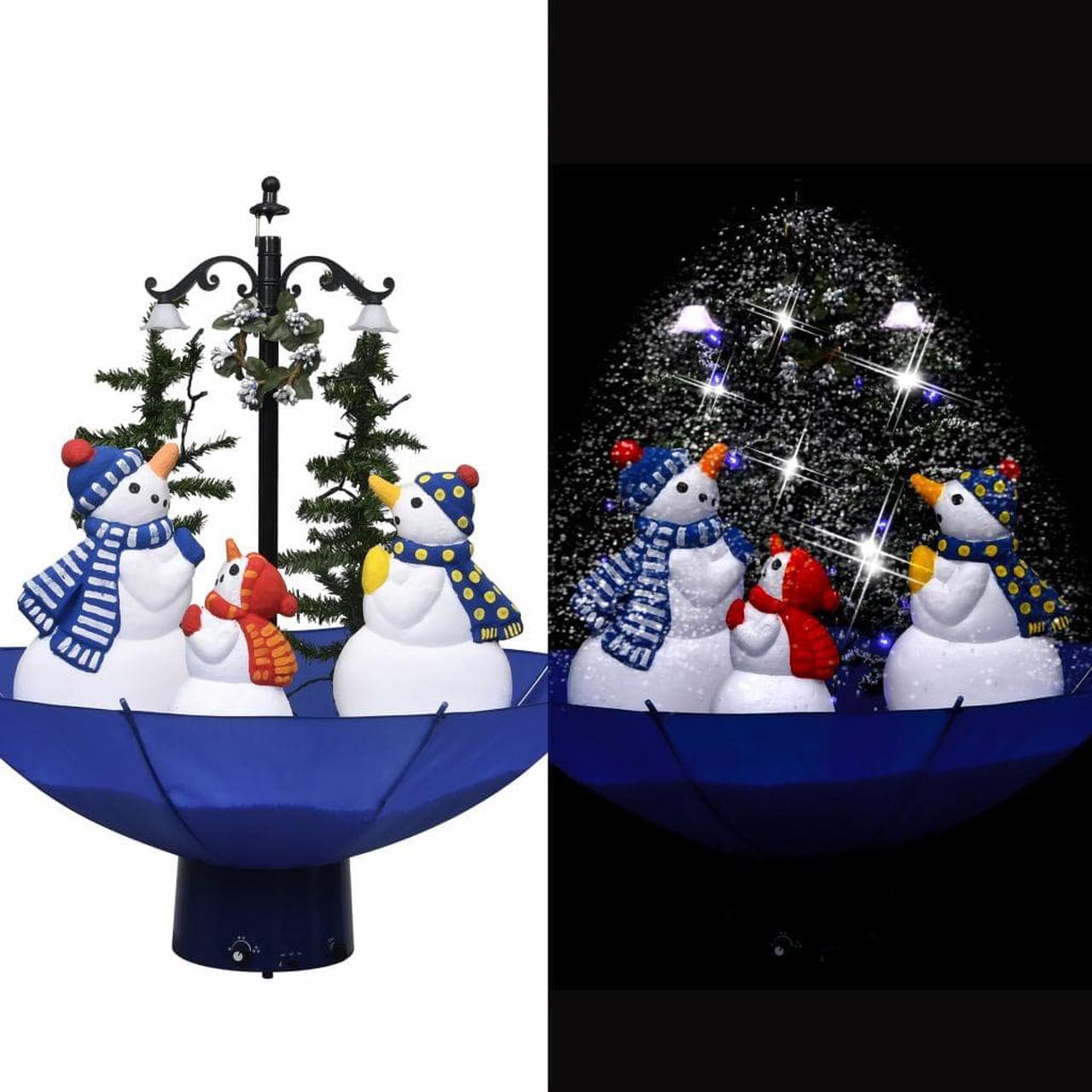 Main image of vidaXL Snowing Christmas Tree Artificial Xmas Tree with Umbrella Base Blue PVC