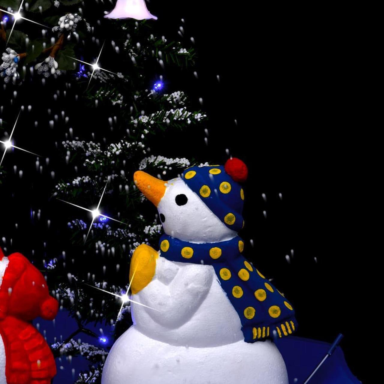 Alt view image 2 of 14 - vidaXL Snowing Christmas Tree Artificial Xmas Tree with Umbrella Base Blue PVC