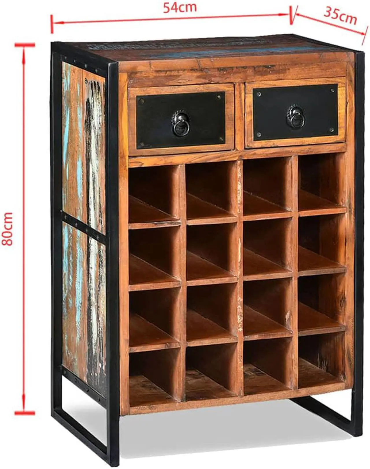 Alt view image 17 of 17 - vidaXL Wine Cabinet Bottle Holder Floor Wine Cabinet Solid Reclaimed Wood