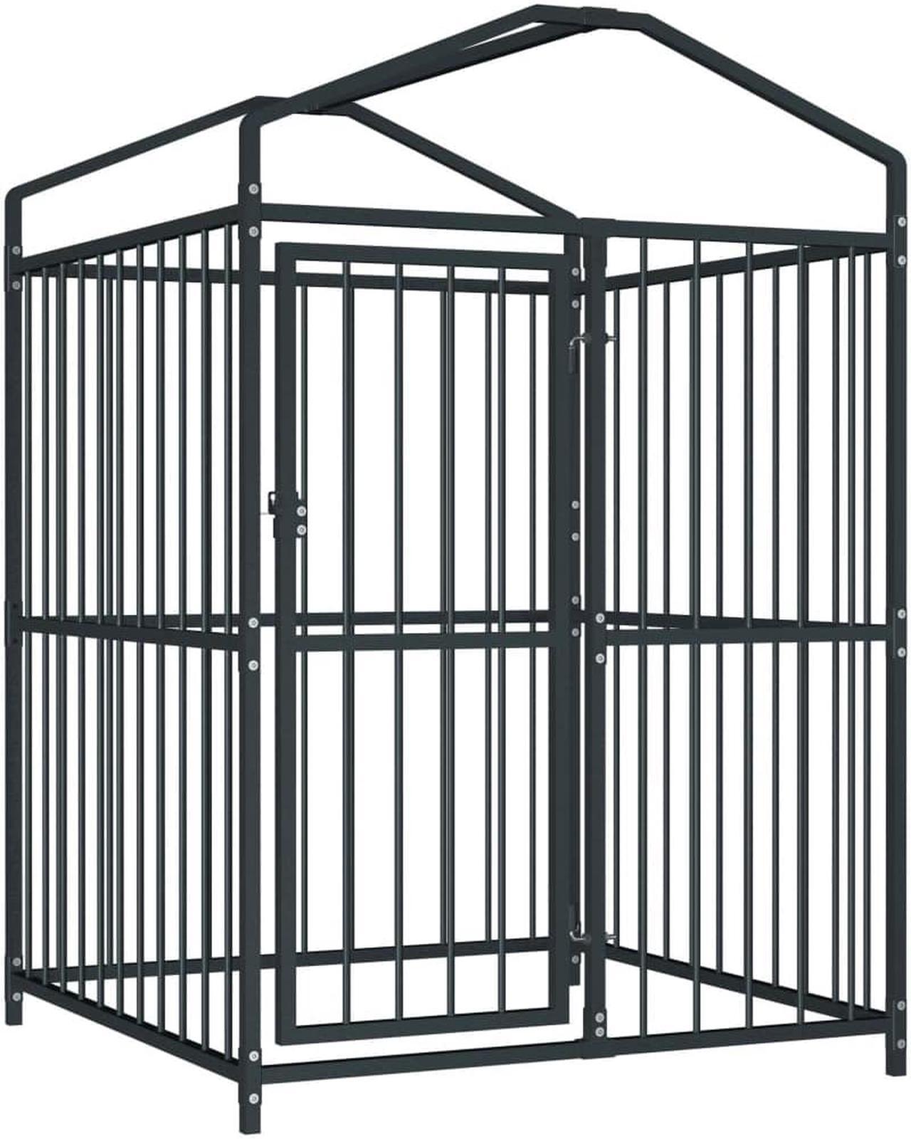 Alt view image 2 of 3 - vidaXL Outdoor Dog Kennel Large Dog Crate Dog Cage with Roof Puppy Playpen