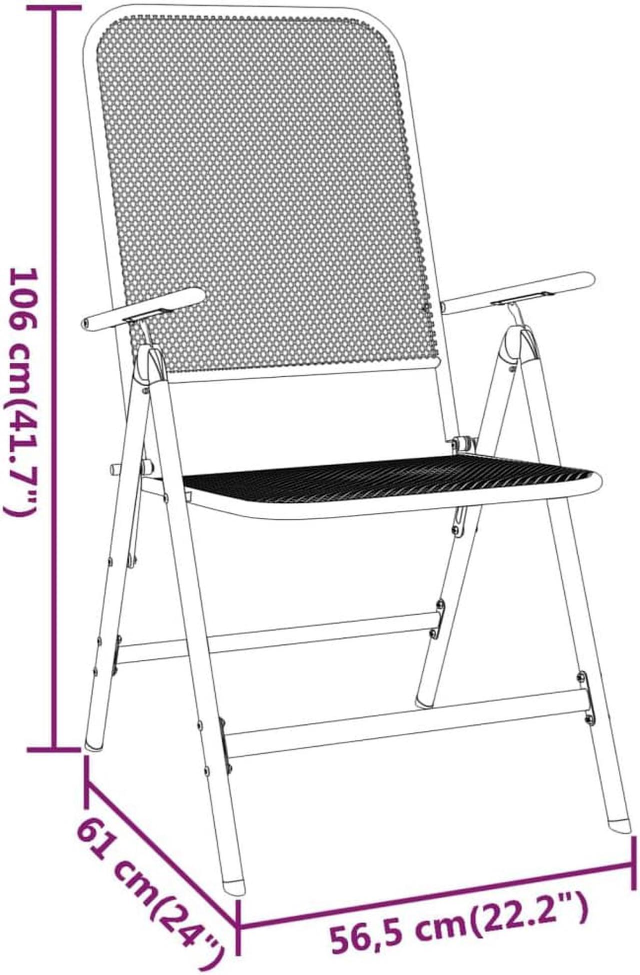 Alt view image 8 of 11 - vidaXL Folding Patio Chairs 2 pcs Expanded Metal Mesh Anthracite