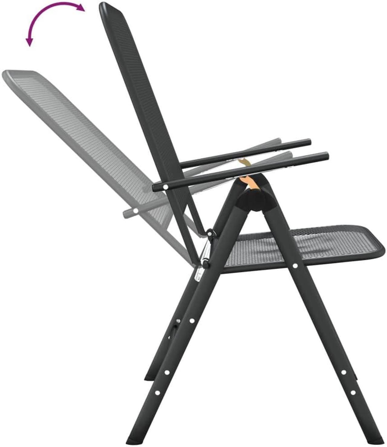 Alt view image 11 of 11 - vidaXL Folding Patio Chairs 2 pcs Expanded Metal Mesh Anthracite