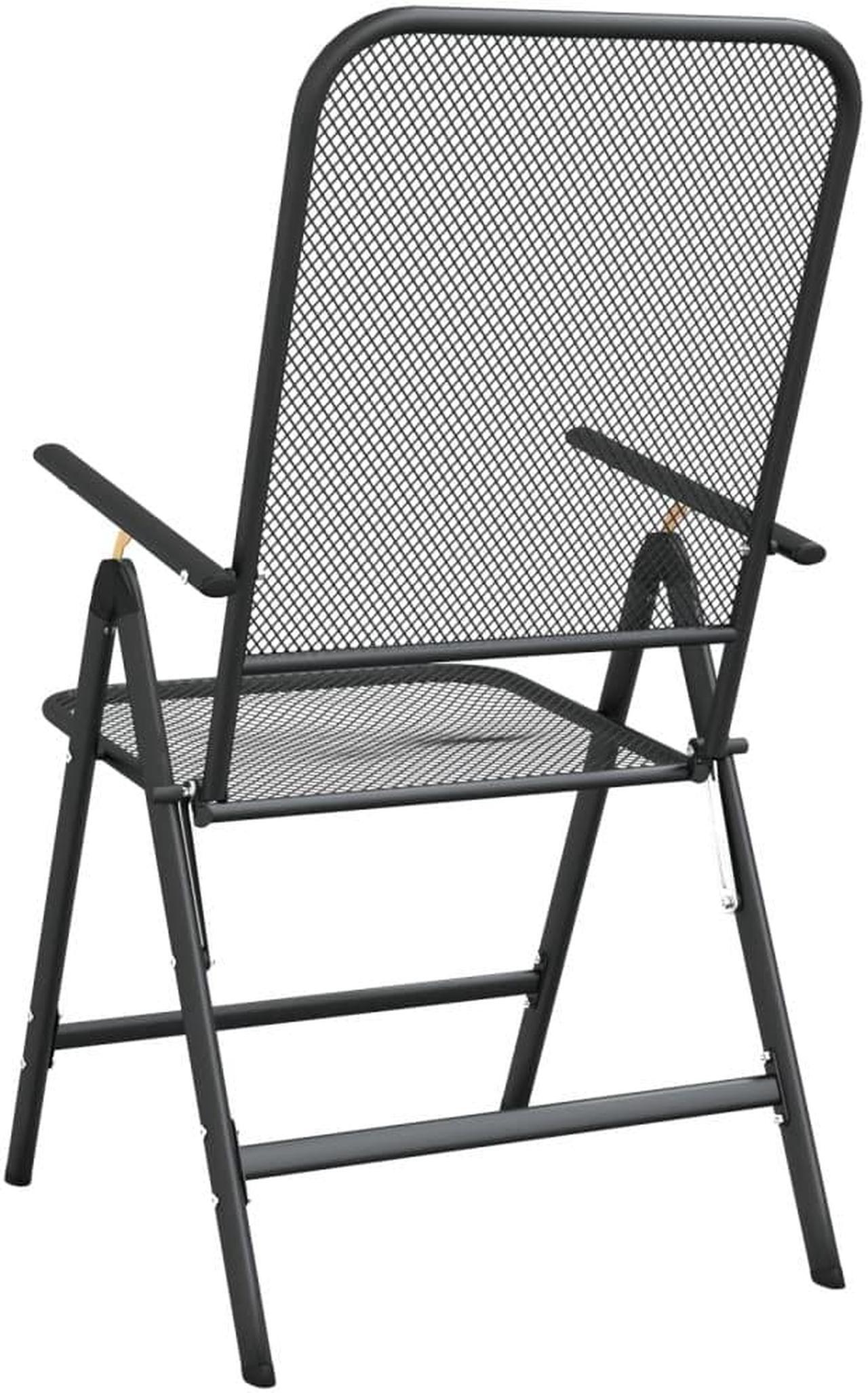 Alt view image 10 of 11 - vidaXL Folding Patio Chairs 2 pcs Expanded Metal Mesh Anthracite