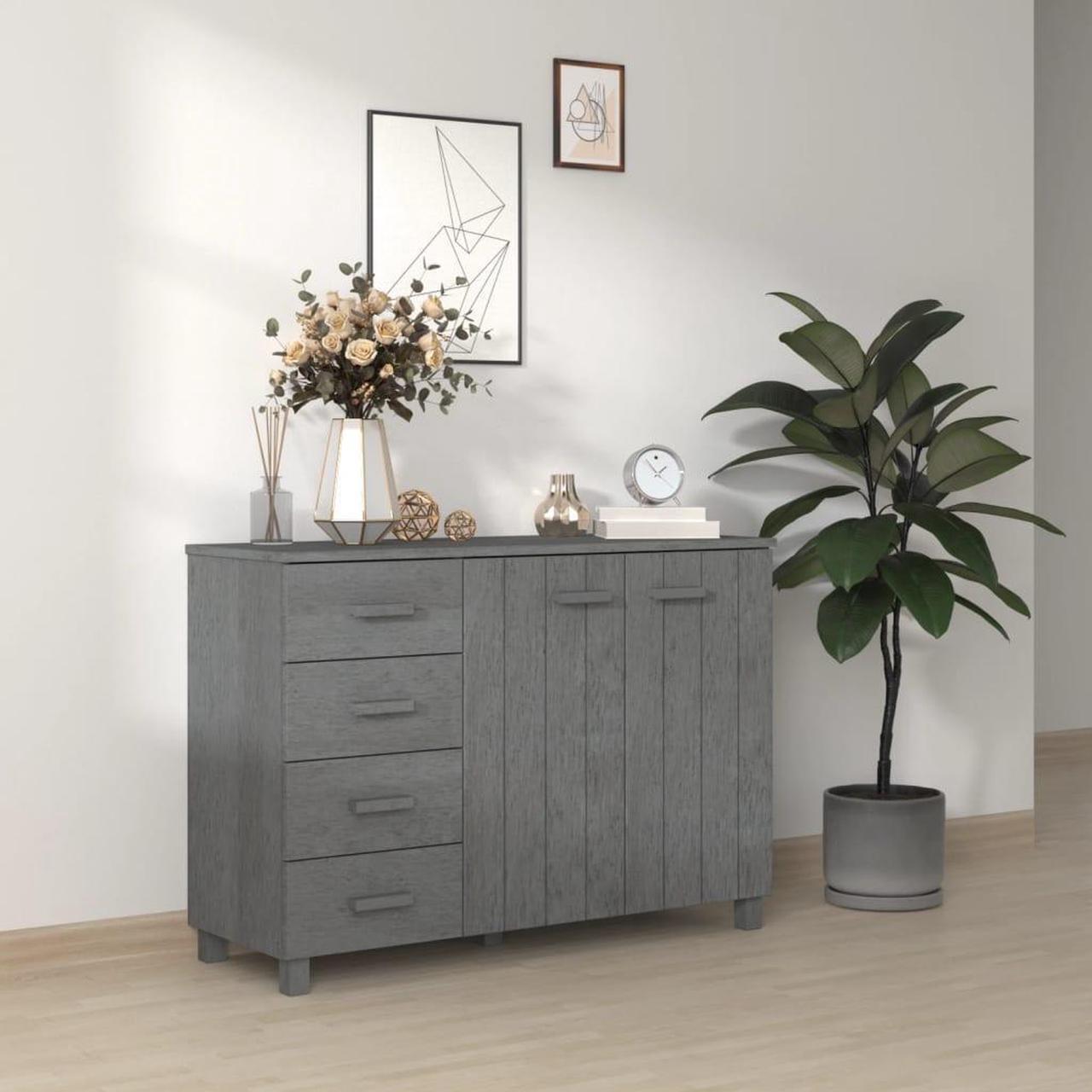 Alt view image 14 of 18 - vidaXL Sideboard Dark Gray 44.5"x15.7"x31.5" Solid Wood Pine