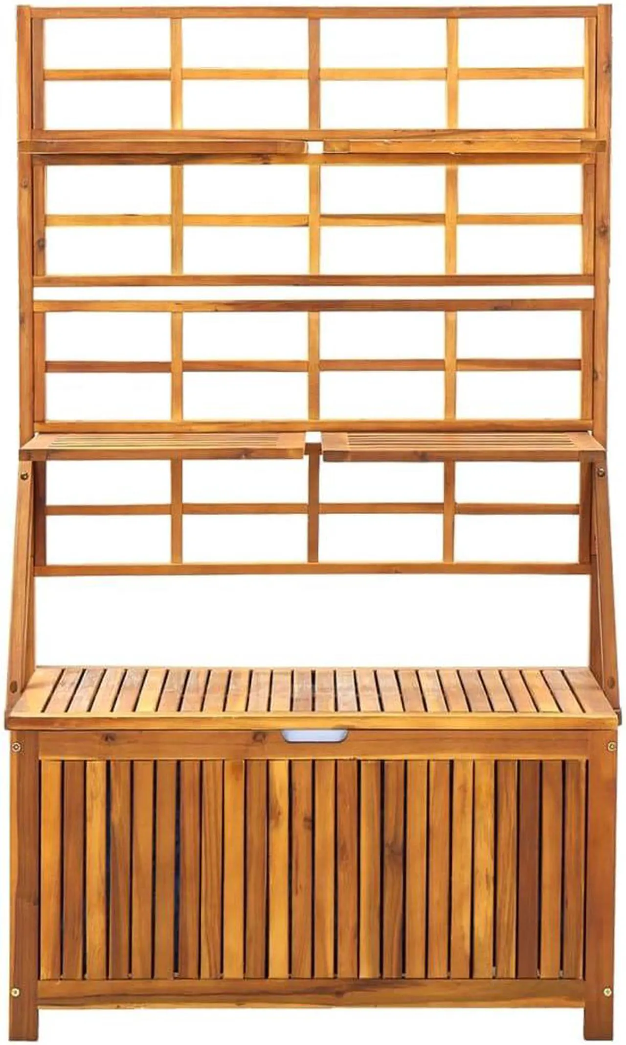 Alt view image 14 of 18 - vidaXL Storage Box with Trellis 39"x21.7"x63" Solid Acacia Wood
