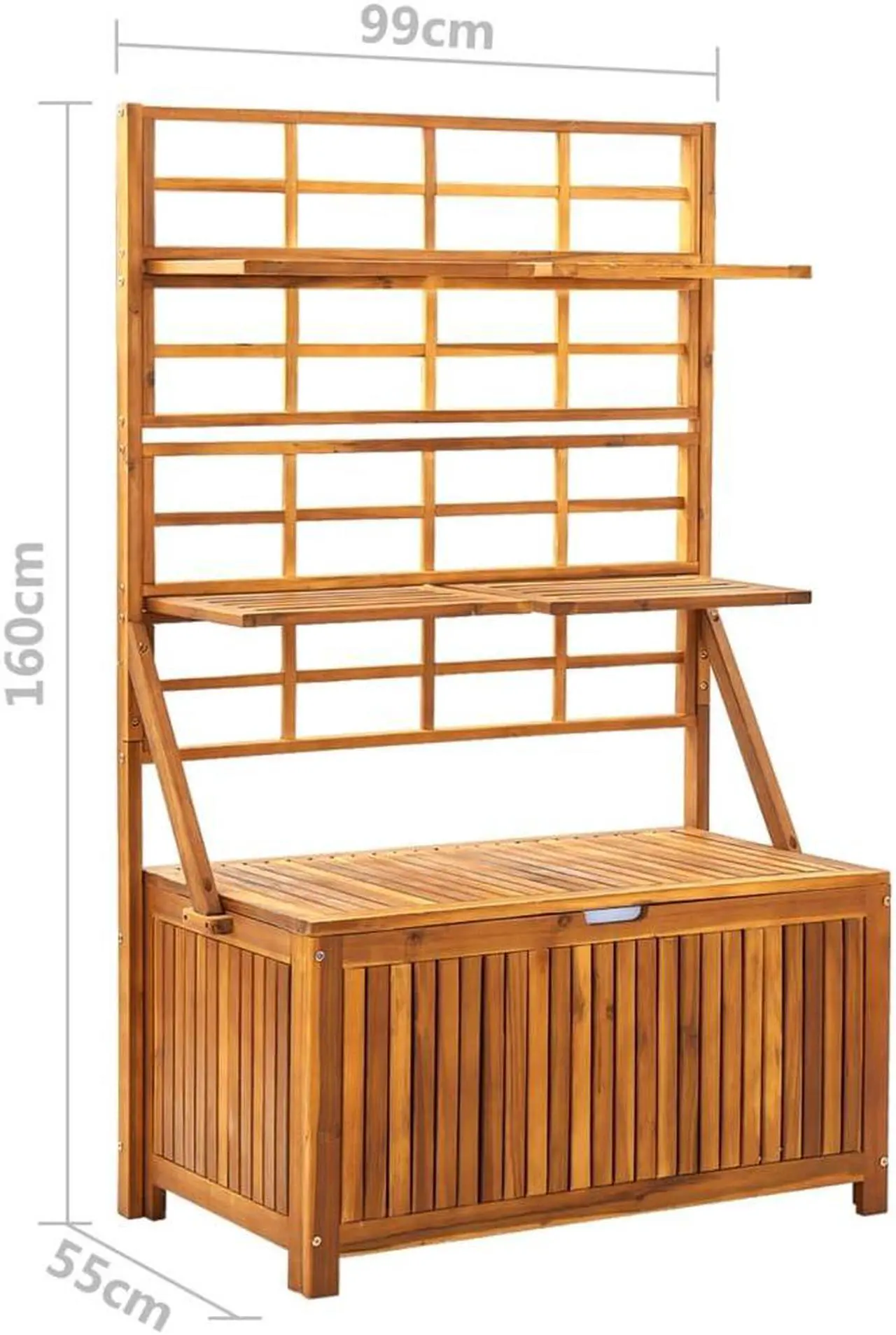 Alt view image 15 of 18 - vidaXL Storage Box with Trellis 39"x21.7"x63" Solid Acacia Wood