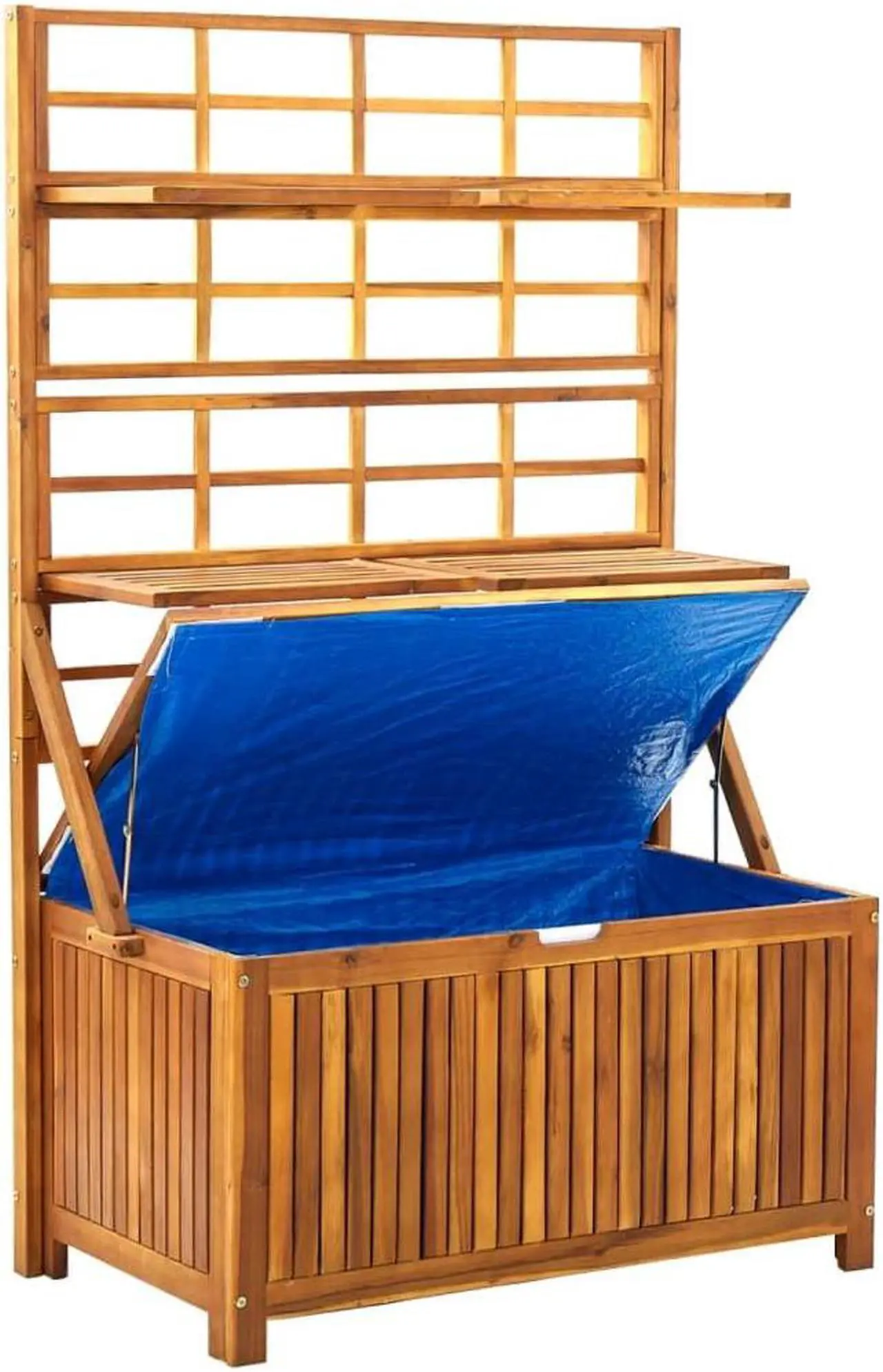 Alt view image 17 of 18 - vidaXL Storage Box with Trellis 39"x21.7"x63" Solid Acacia Wood