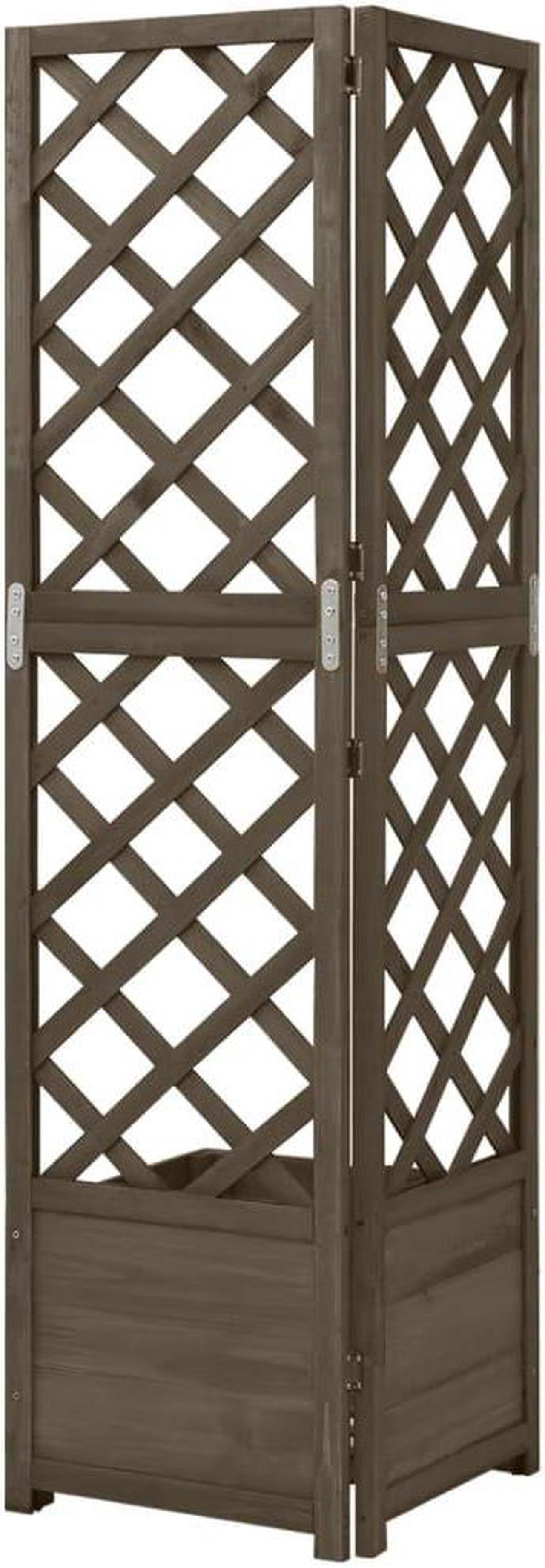 Alt view image 14 of 15 - vidaXL Corner Trellis Planter Gray 15.7"x15.7"x59" Solid Fir Wood