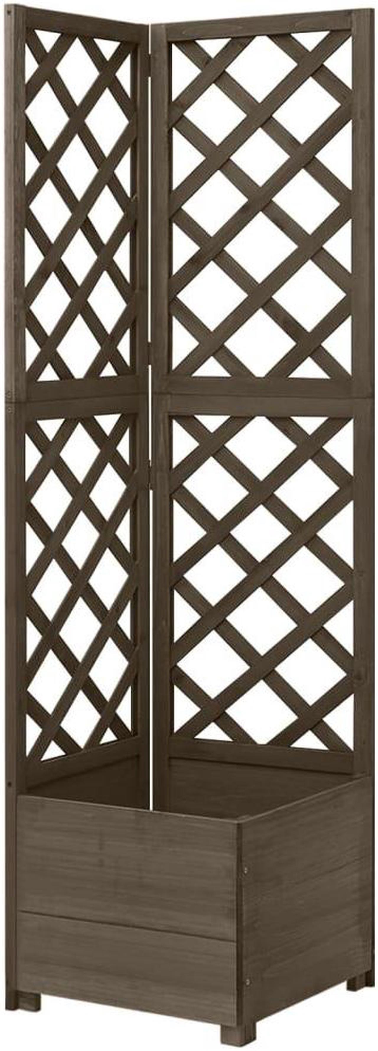Alt view image 11 of 15 - vidaXL Corner Trellis Planter Gray 15.7"x15.7"x59" Solid Fir Wood