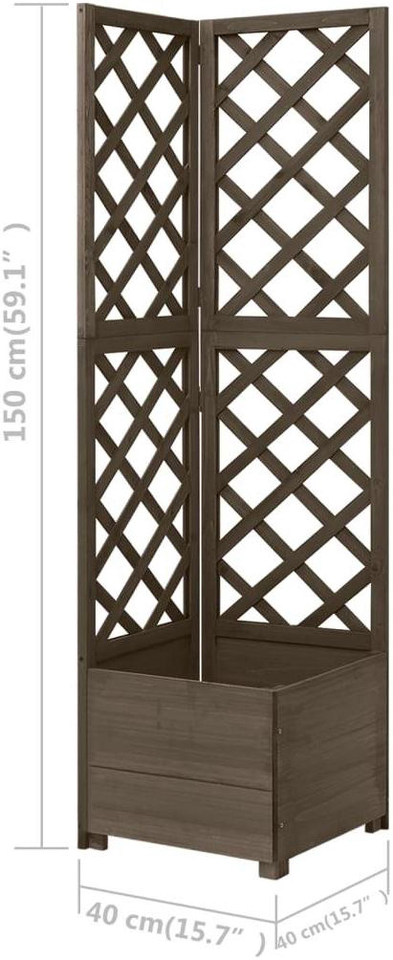 Alt view image 15 of 15 - vidaXL Corner Trellis Planter Gray 15.7"x15.7"x59" Solid Fir Wood