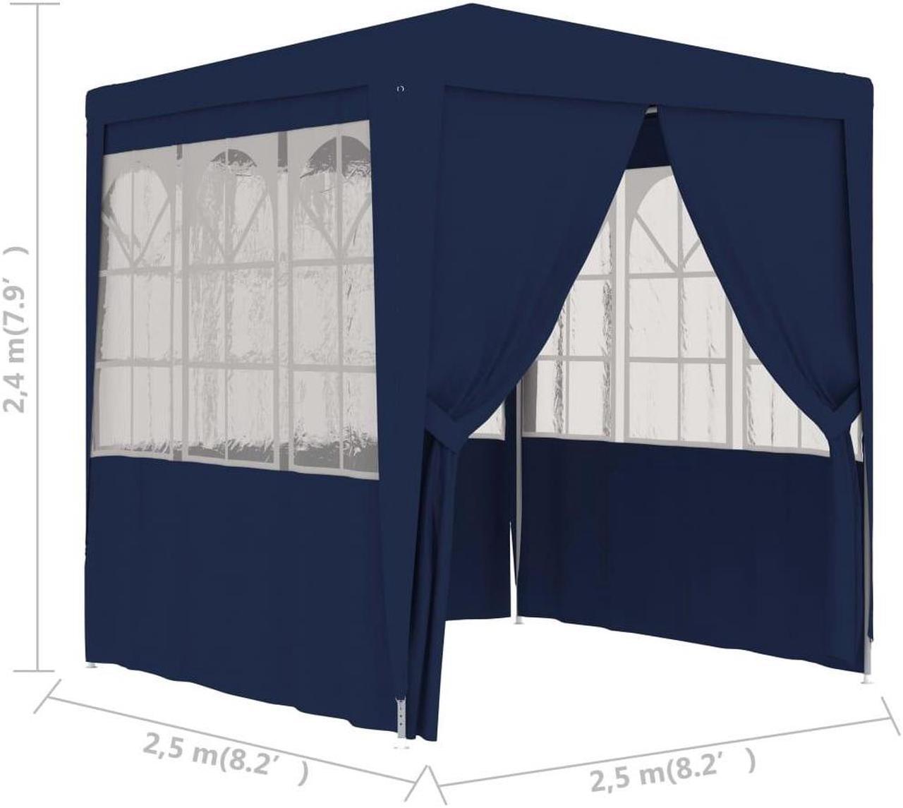 Alt view image 11 of 13 - vidaXL Professional Party Tent with Side Walls 8.2'x8.2' Blue 90 g/m