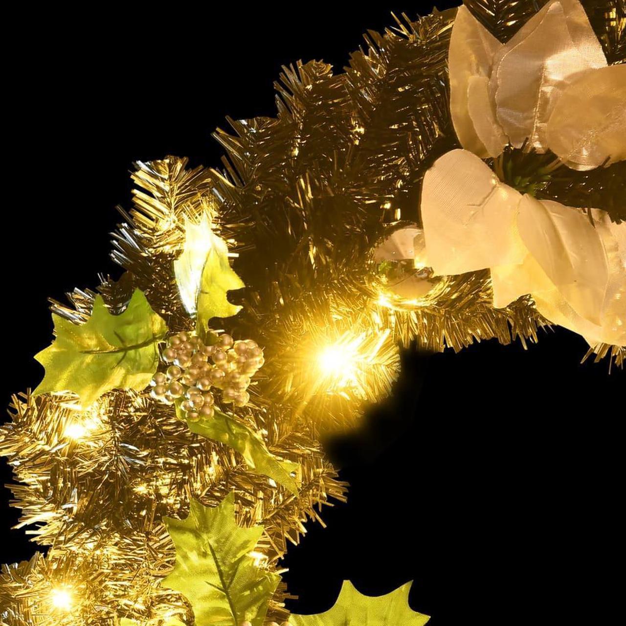 Alt view image 14 of 14 - vidaXL Christmas Wreath with LED Lights Black 23.6" PVC