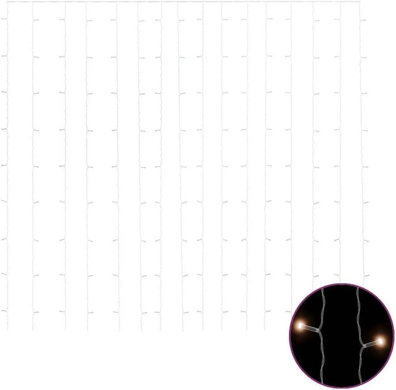 Alt view image 11 of 11 - vidaXL LED Curtain Fairy Lights 1.2"x1.2" 300 LED Warm White 8 Function
