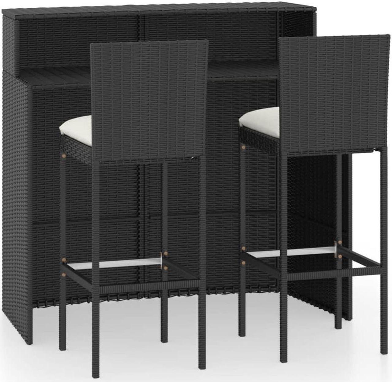 Alt view image 2 of 7 - vidaXL Patio Bar Set 3 Piece Bar Table and Stools Patio Furniture Set Black