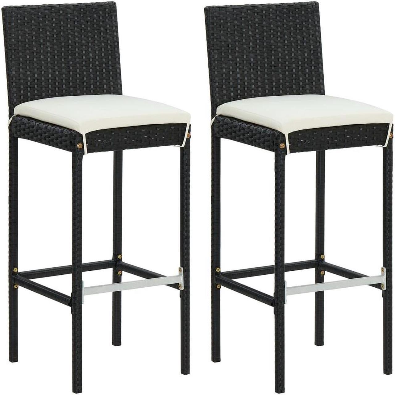 Alt view image 3 of 7 - vidaXL Patio Bar Set 3 Piece Bar Table and Stools Patio Furniture Set Black