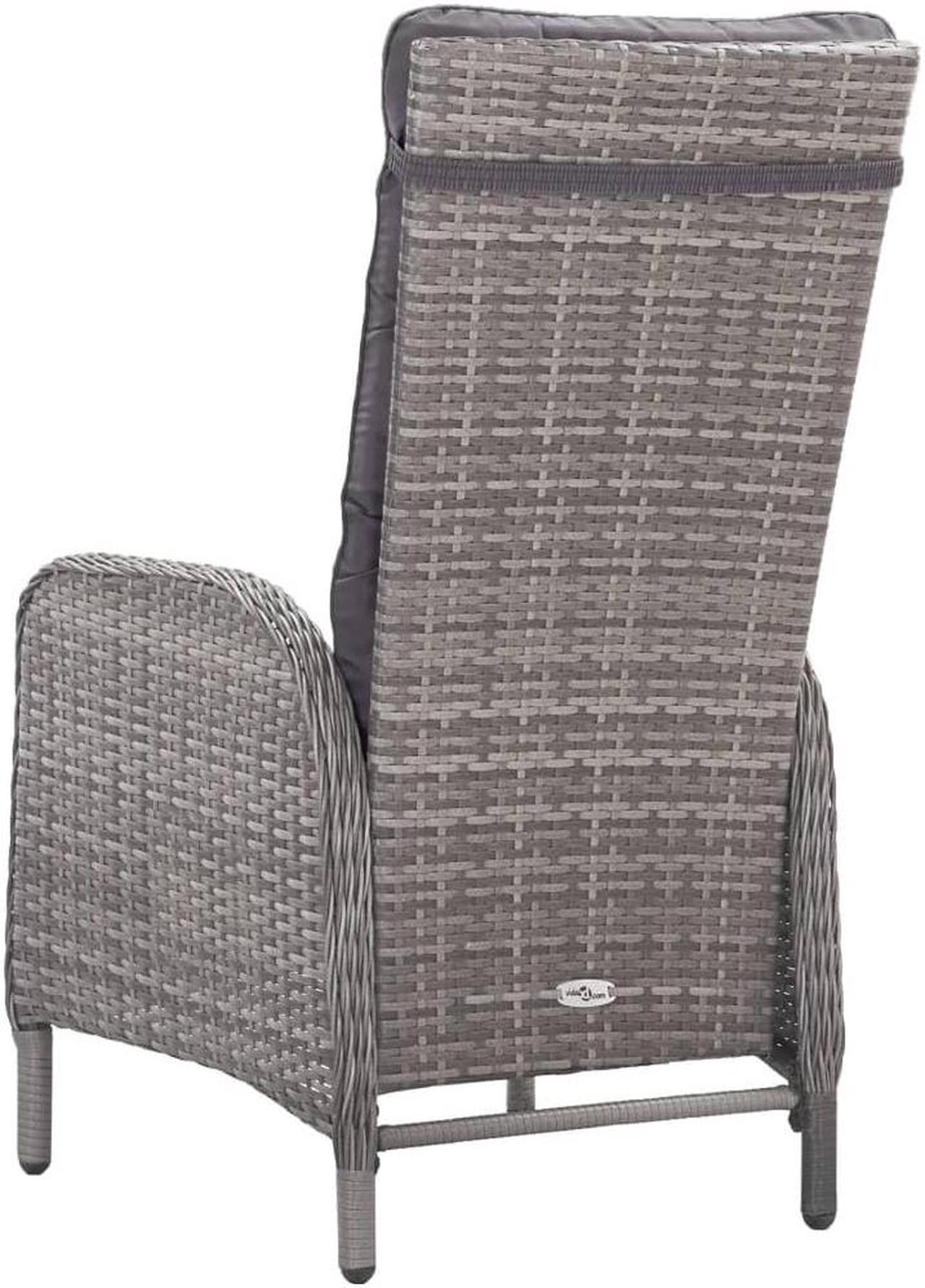 Alt view image 7 of 7 - vidaXL Patio Bistro Set 3 Piece Poly Rattan and Glass Gray Garden Furniture
