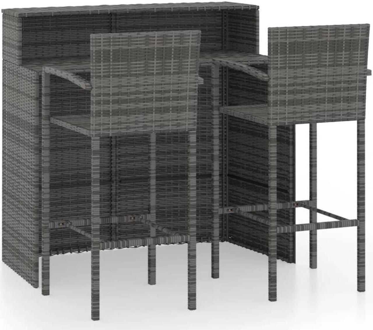 Alt view image 2 of 7 - vidaXL Patio Bar Set 3 Piece Bar Table and Stools Patio Furniture Set Gray