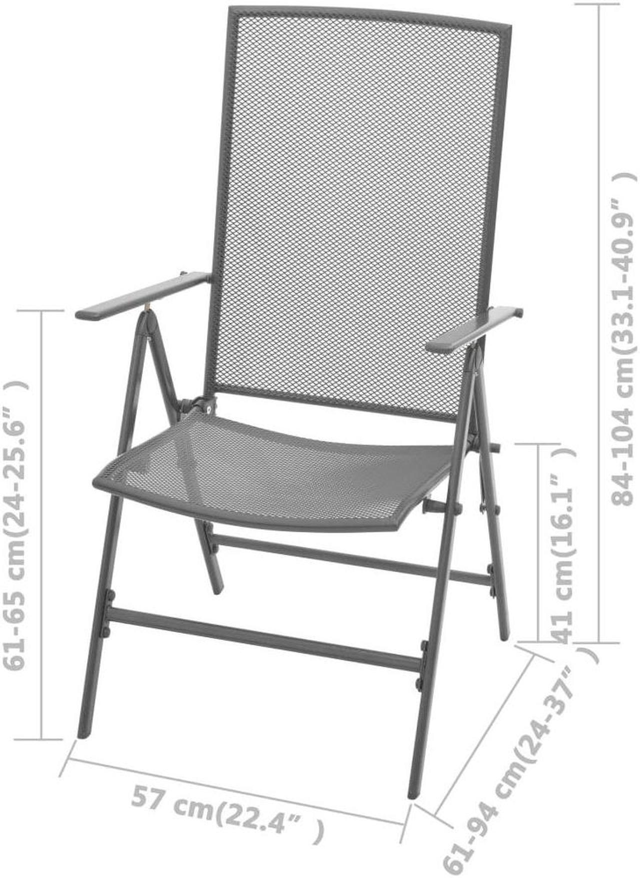 Alt view image 13 of 16 - vidaXL Stackable Patio Chairs 2 Pcs Stack Chair with Metal Frame Steel Gray