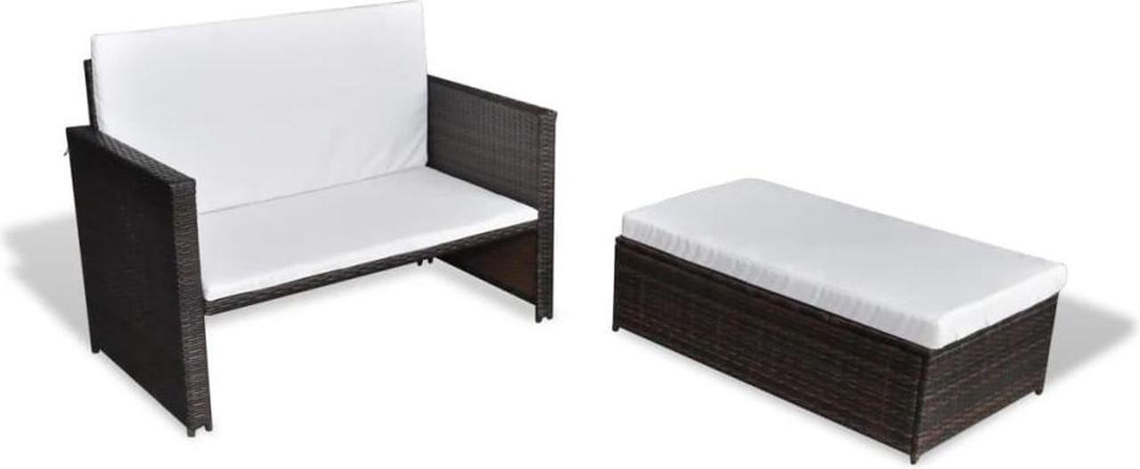 Alt view image 10 of 11 - vidaXL 2 Seater Sofa Patio Wicker Sleeper Sofa with Cushions PE Rattan Brown