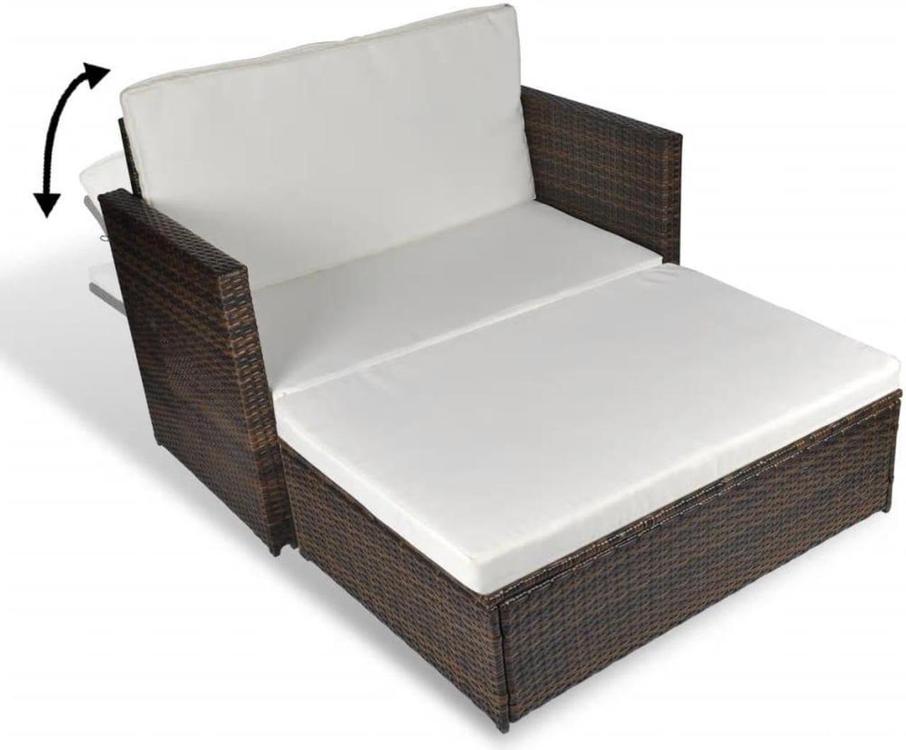 Alt view image 11 of 11 - vidaXL 2 Seater Sofa Patio Wicker Sleeper Sofa with Cushions PE Rattan Brown