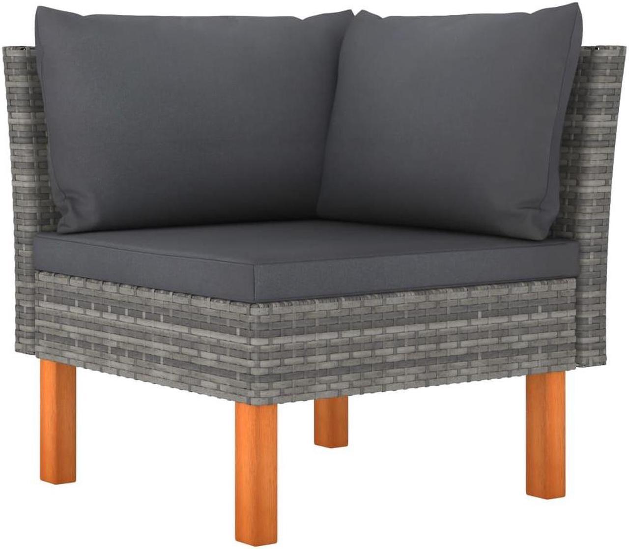 Alt view image 13 of 13 - vidaXL Corner Sofa Sectional Sofa with Cushions for Garden Solid Wood PE Rattan