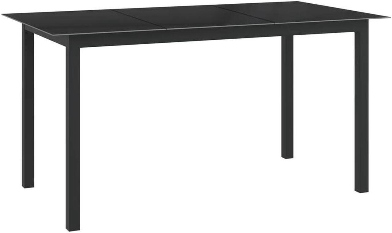 Alt view image 12 of 13 - vidaXL Patio Table Outdoor Dining Table with Glass Top Black Aluminum and Glass