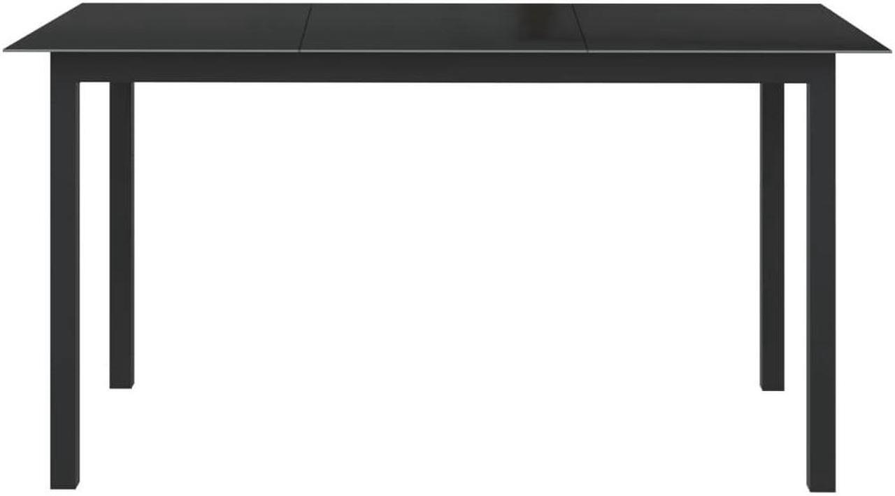 Alt view image 13 of 13 - vidaXL Patio Table Outdoor Dining Table with Glass Top Black Aluminum and Glass