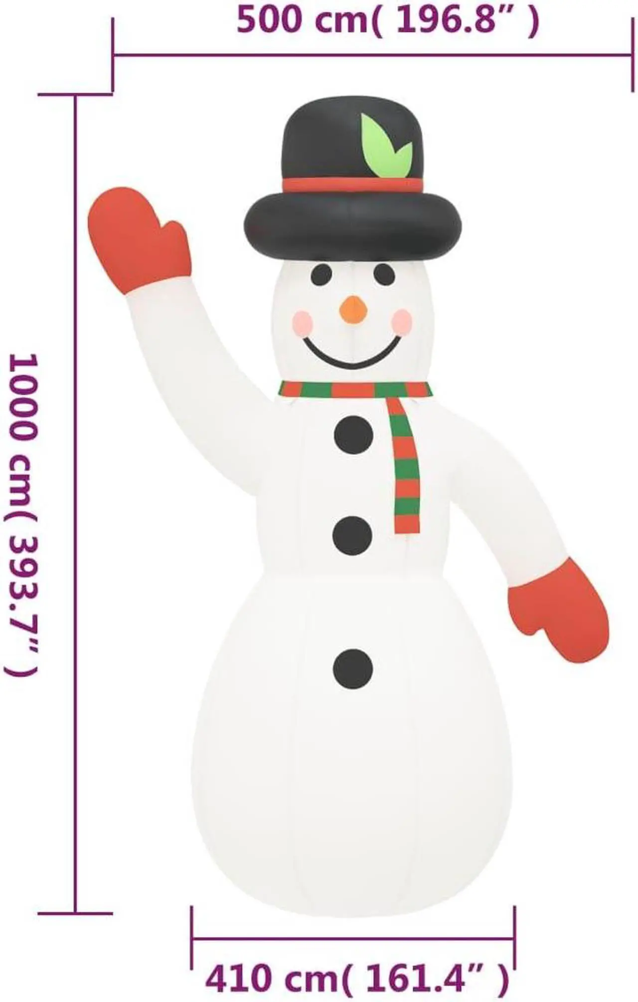 Alt view image 12 of 14 - vidaXL Christmas Inflatable Snowman with LEDs 393.7"