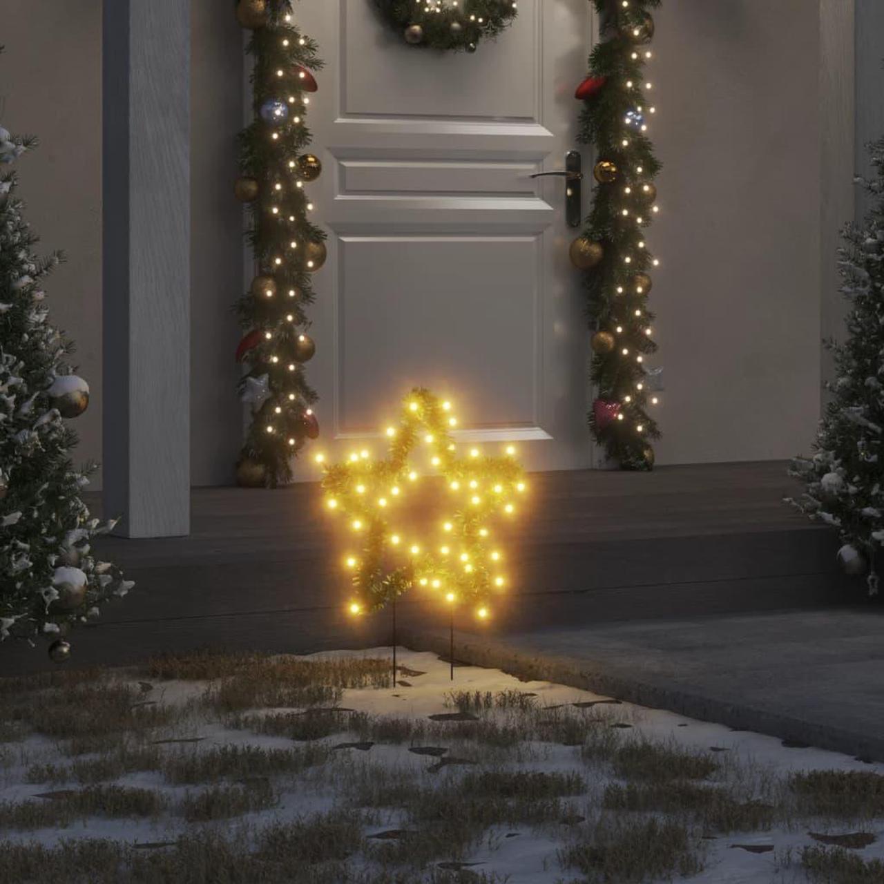 Main image of vidaXL Christmas Decoration with Spikes Outdoor Ornament 3 Pcs Star 50 LEDs