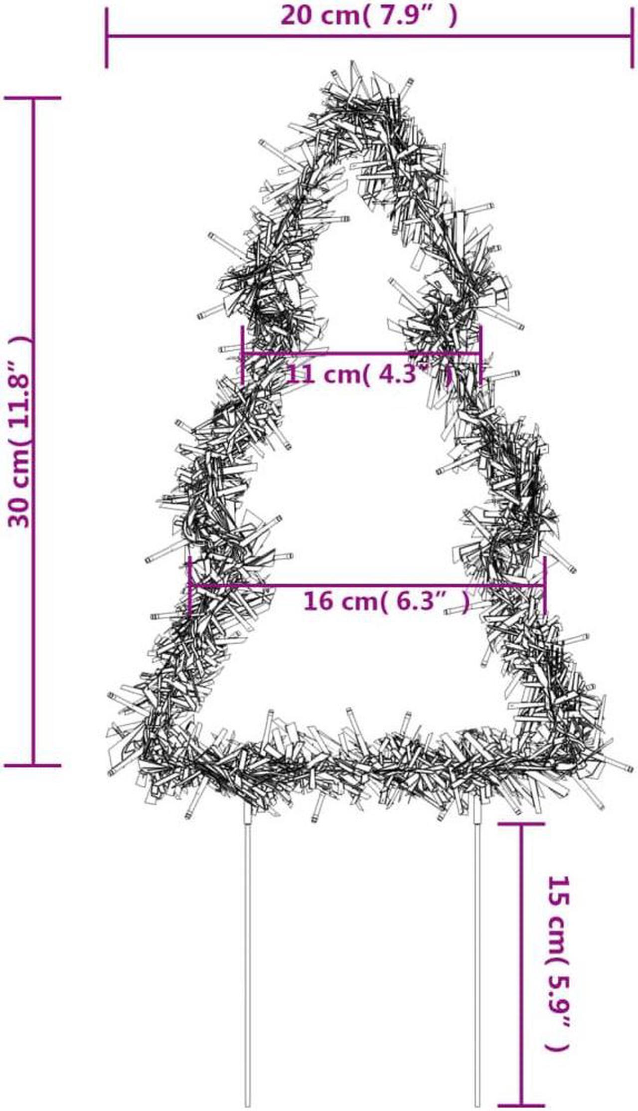 Alt view image 4 of 7 - vidaXL Christmas Decoration with Spikes Outdoor Ornament 3 Pcs Tree 50 LEDs