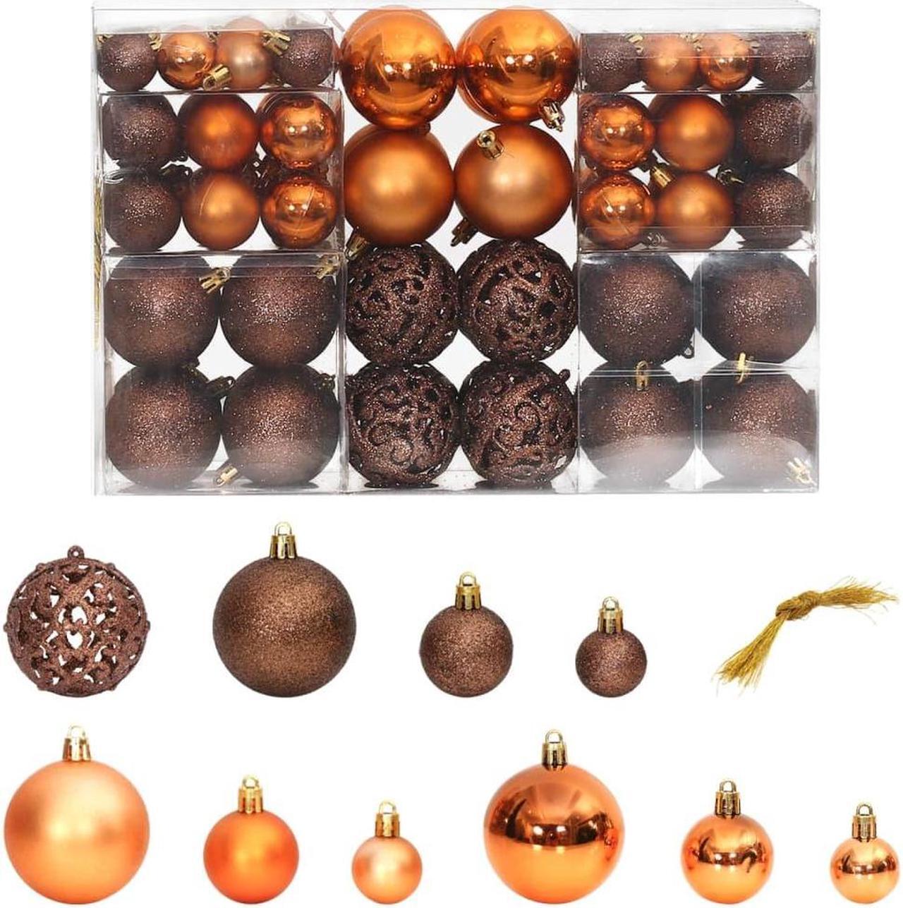 Main image of vidaXL Christmas Decoration Shatterproof Christmas Bauble Ornament 100 Pcs Brown
