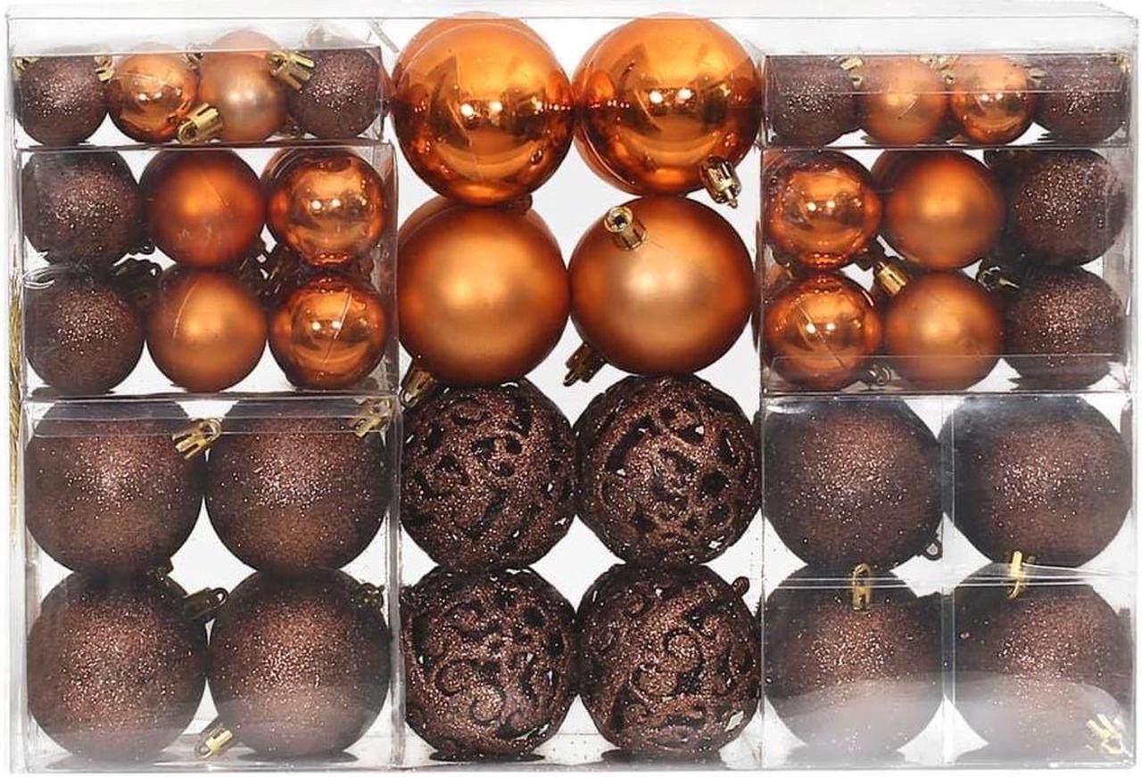 Alt view image 2 of 6 - vidaXL Christmas Decoration Shatterproof Christmas Bauble Ornament 100 Pcs Brown