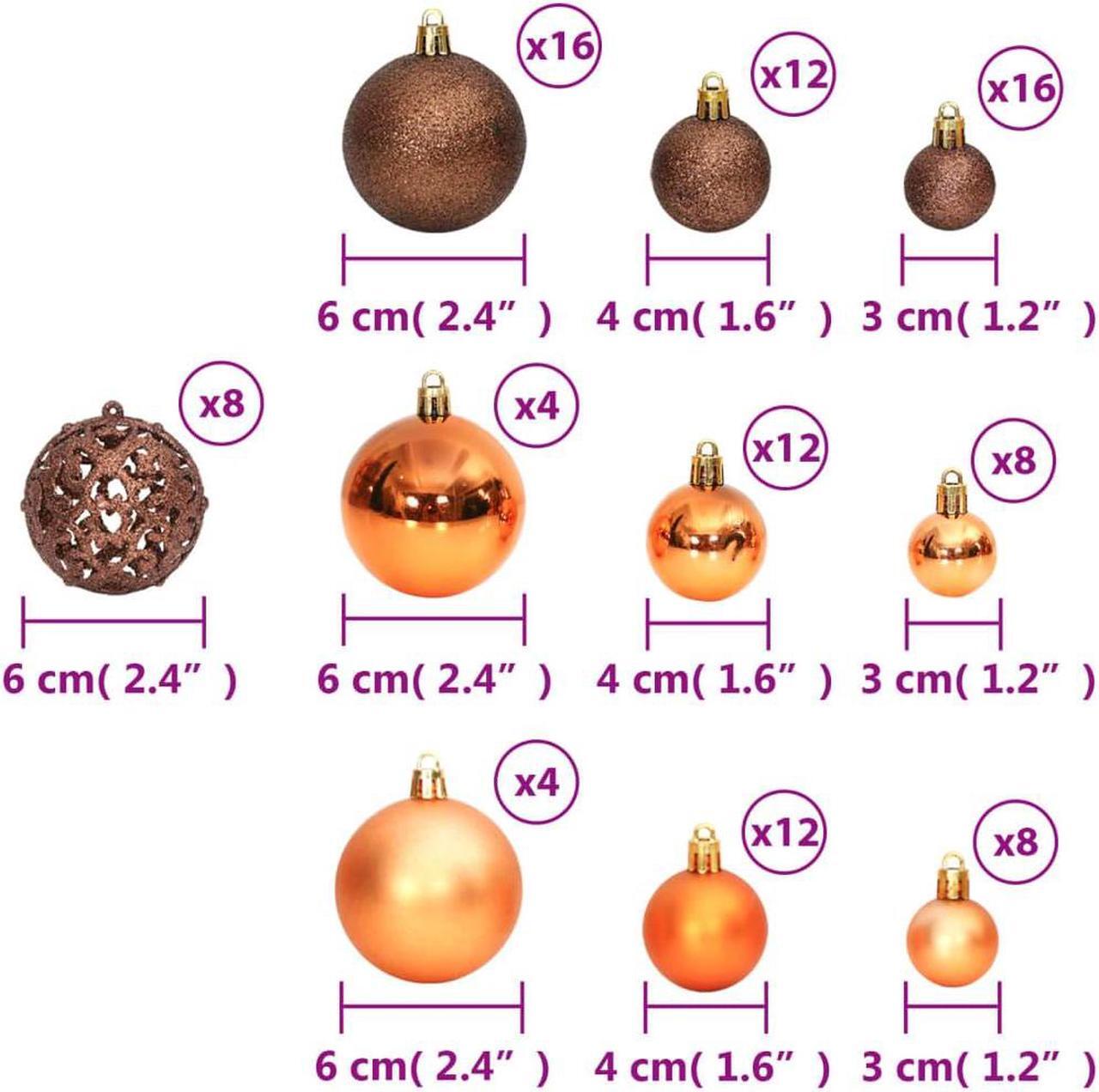 Alt view image 3 of 6 - vidaXL Christmas Decoration Shatterproof Christmas Bauble Ornament 100 Pcs Brown