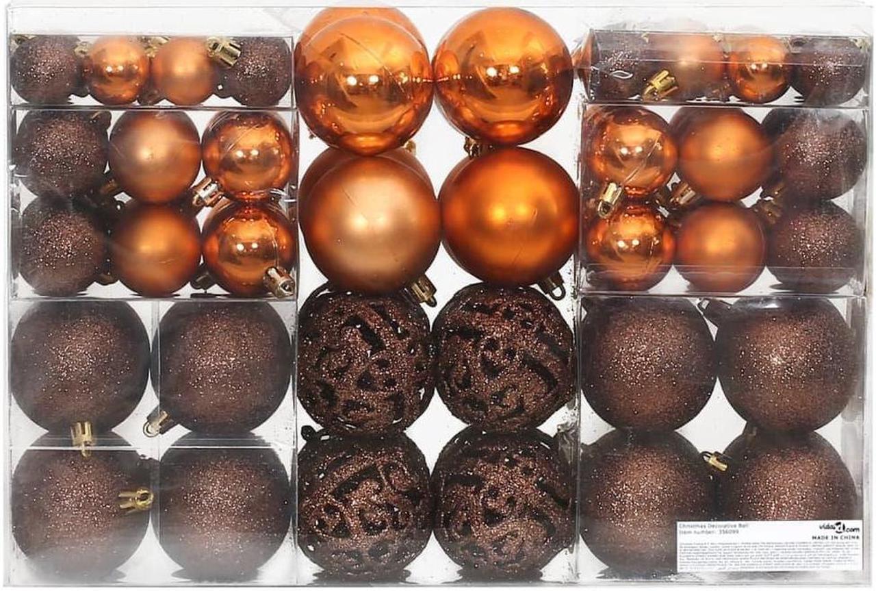 Alt view image 4 of 6 - vidaXL Christmas Decoration Shatterproof Christmas Bauble Ornament 100 Pcs Brown