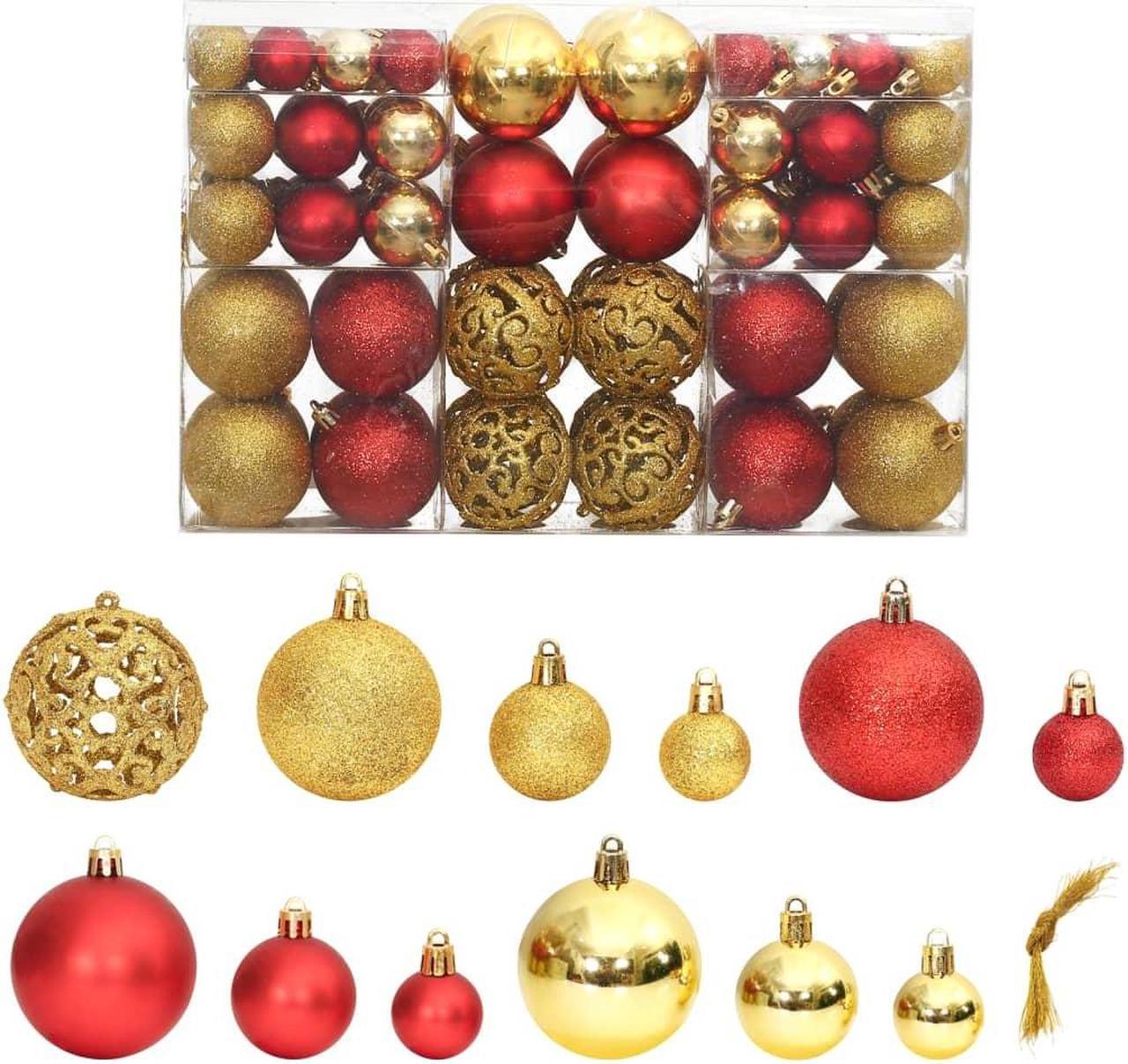 Main image of vidaXL Christmas Decoration Hanging Bauble Ornament 100 Pcs Gold and Wine Red