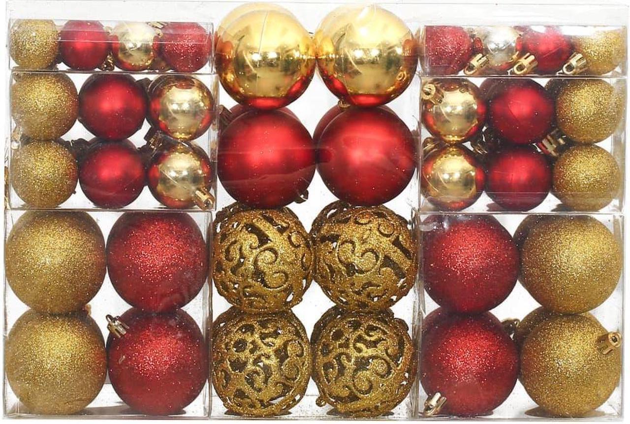 Alt view image 2 of 6 - vidaXL Christmas Decoration Hanging Bauble Ornament 100 Pcs Gold and Wine Red