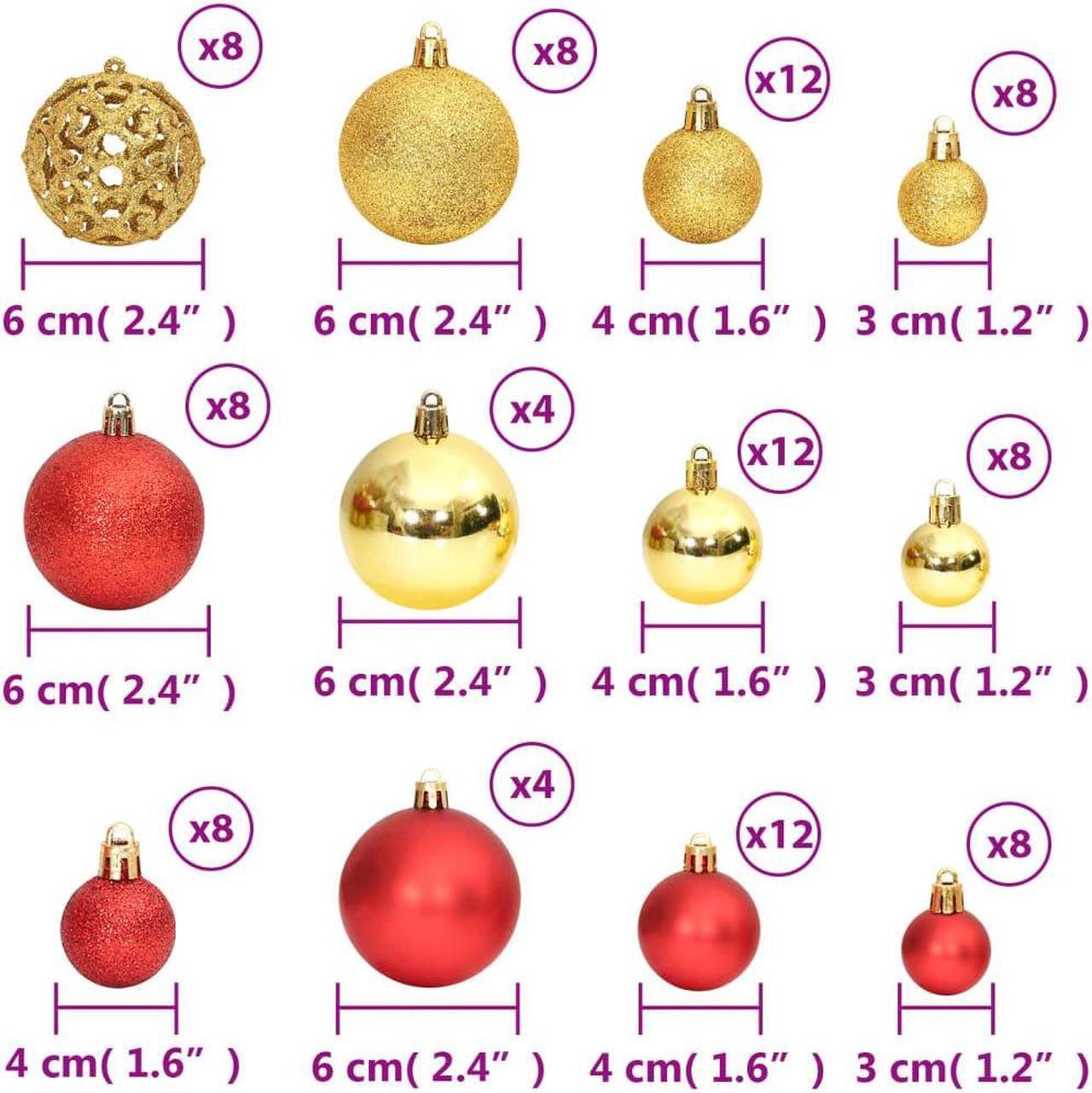 Alt view image 3 of 6 - vidaXL Christmas Decoration Hanging Bauble Ornament 100 Pcs Gold and Wine Red