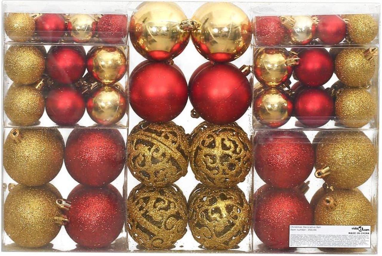 Alt view image 4 of 6 - vidaXL Christmas Decoration Hanging Bauble Ornament 100 Pcs Gold and Wine Red
