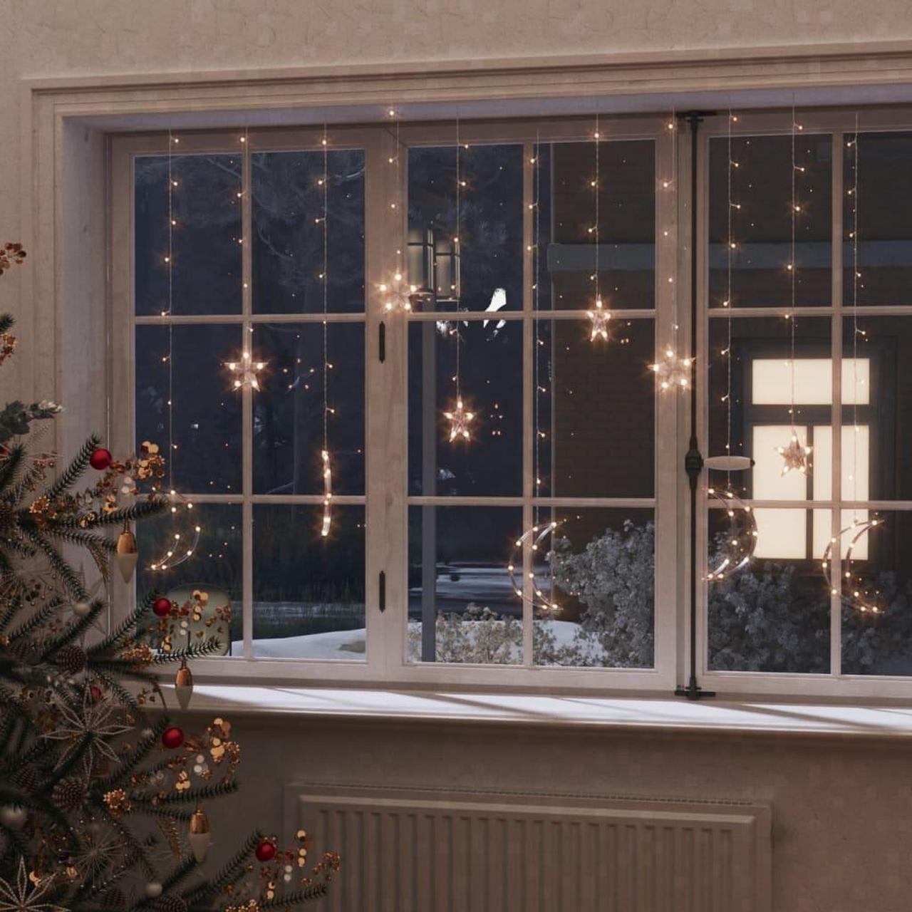 Alt view image 11 of 17 - vidaXL Fairy Lights Hanging Star and Moon Lights with 138 LEDs Warm White