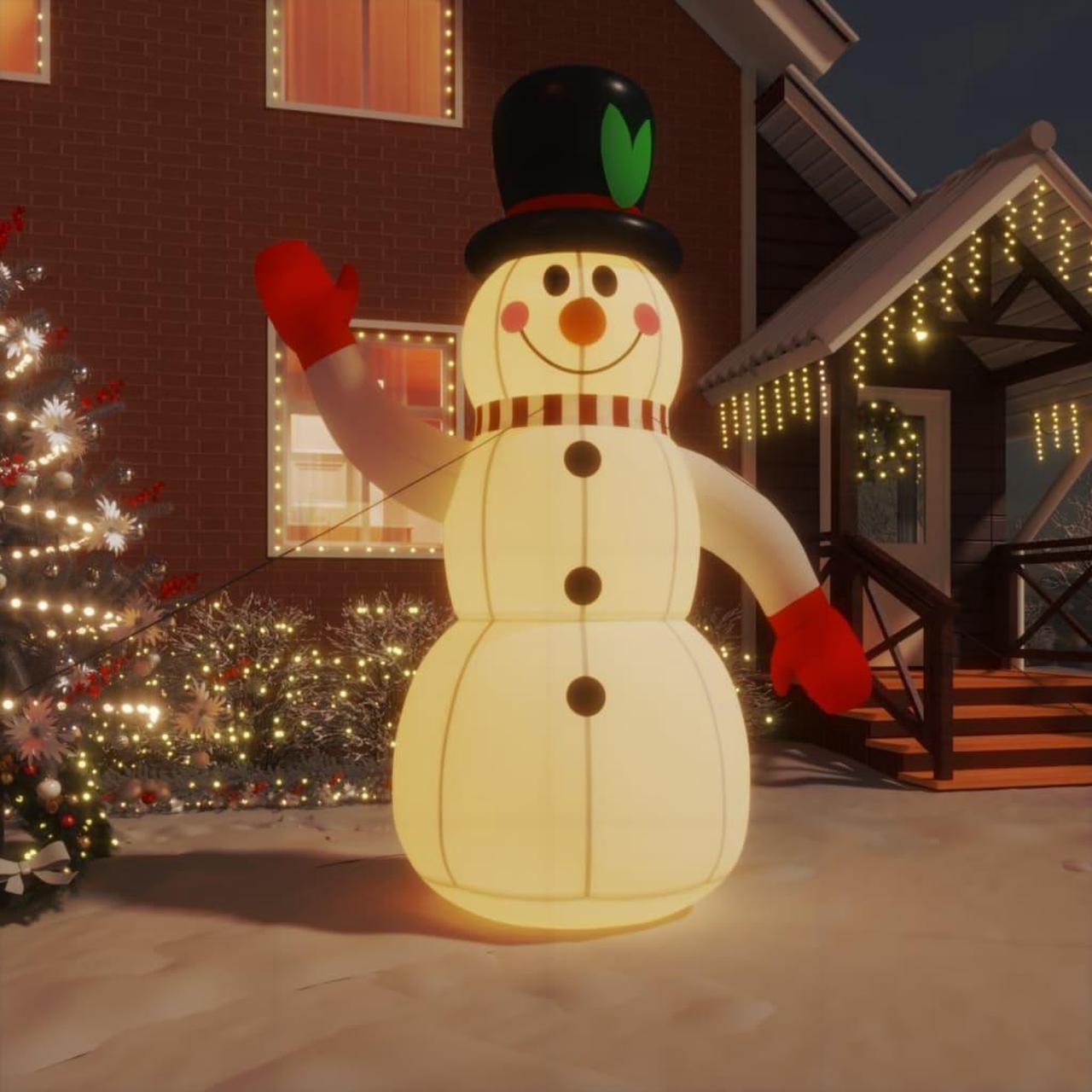 Alt view image 8 of 13 - vidaXL Inflatable Snowman with LEDs 10 ft