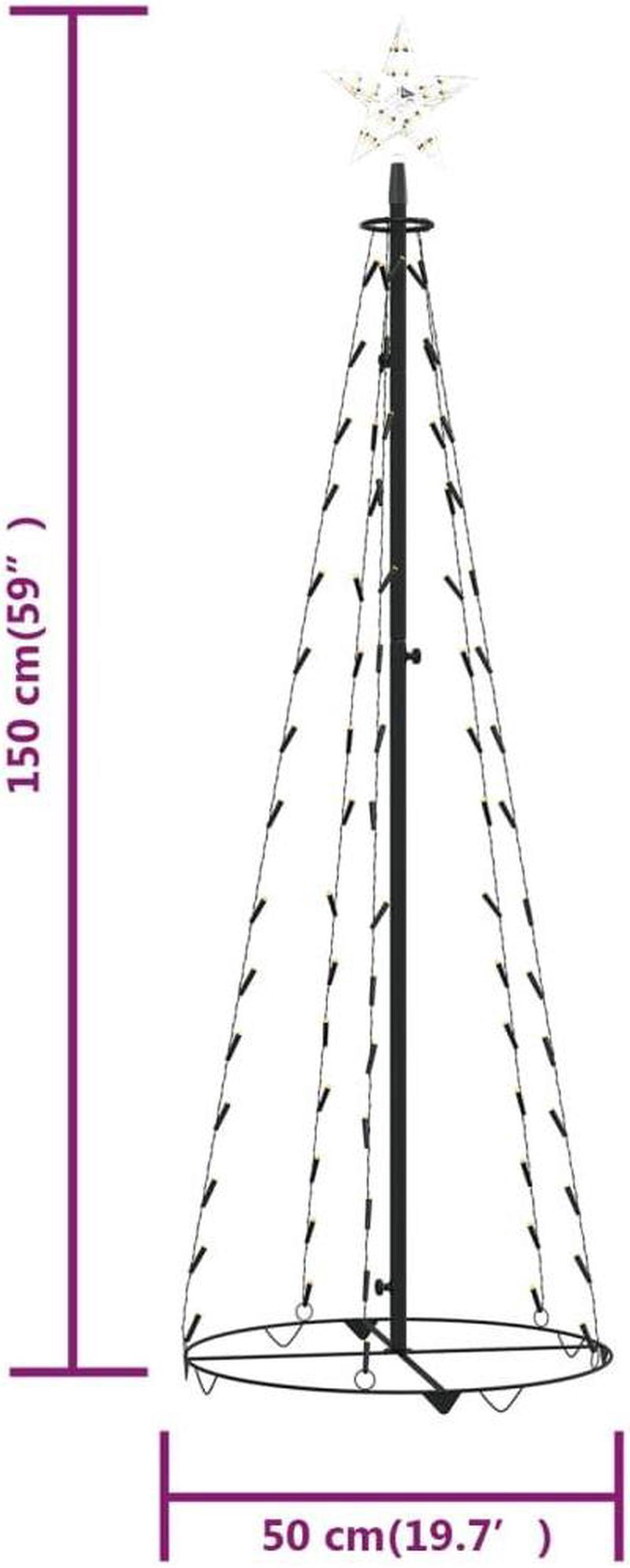 Alt view image 6 of 8 - vidaXL Christmas Cone Tree Warm White 84 LEDs Decoration 19.7"x59.1"