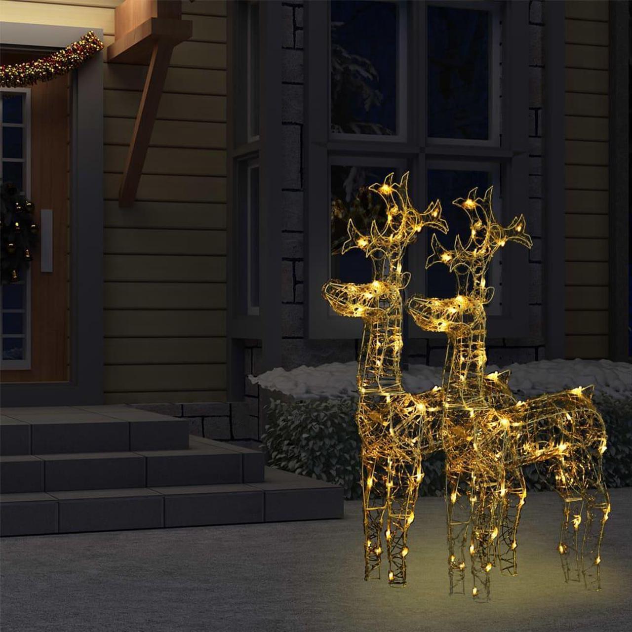 Alt view image 2 of 5 - vidaXL Reindeer Christmas Decoration LEDs Christmas Lighting 2 Pcs Acrylic